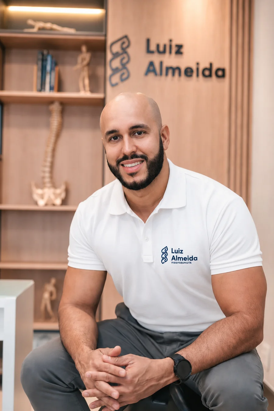 Dr. Luiz Almeida, fisioterapeuta, no consultório